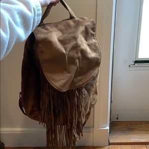 NEVER USED BOHO CHIC  (13”x11”) FRINGE BACKPACK